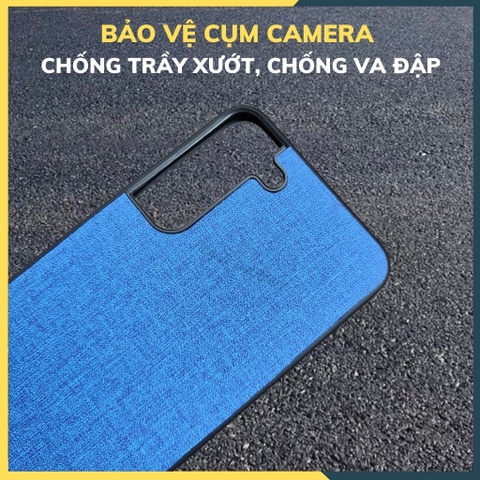 Ốp lưng samsung s22 plus chống vân tay nhựa cứng viền đen vải jean 1 màu phụ kiện điện thoại huỳnh tân store