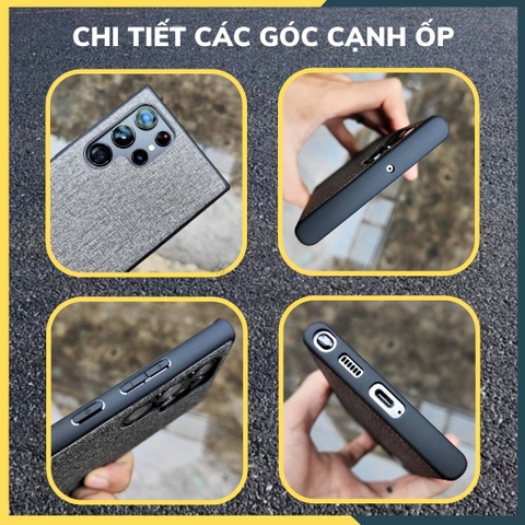 Ốp lưng samsung s22 ultra chống vân tay nhựa cứng viền đen vải jean 1 màu phụ kiện điện thoại huỳnh tân store