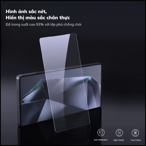 Kính Cường Lực Samsung S25 Ultra/ S25 Plus/ S25 Fold 7 trong suốt, chống nhìn trộm Nillkin Cảm Ứng Vân Tay Siêu Nhạy Kèm Khung Trợ Dán