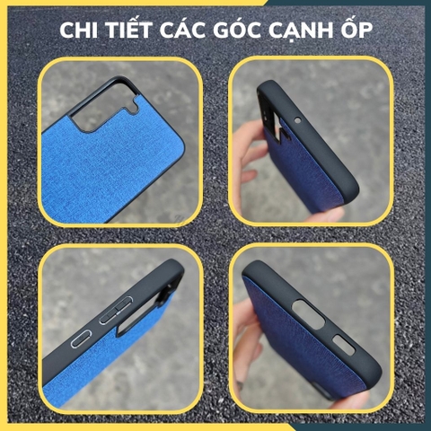 Ốp lưng samsung s22 plus chống vân tay nhựa cứng viền đen vải jean 1 màu phụ kiện điện thoại huỳnh tân store