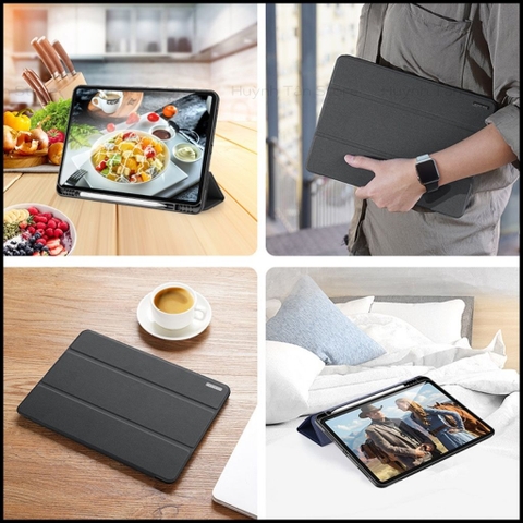 BAO DA ipad pro 11 inch 12,9 inch domo series chính hãng duxducis chống va đập có khay khe để bút