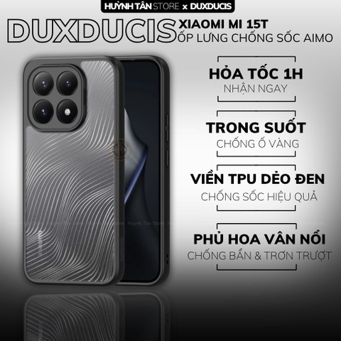 Ốp Xiaomi 17 Pro Max, 15 Ultra, 15T, 14 k70 aimo chính hãng duxducis chống va đập trong suốt không ố vàng huỳnh tân store