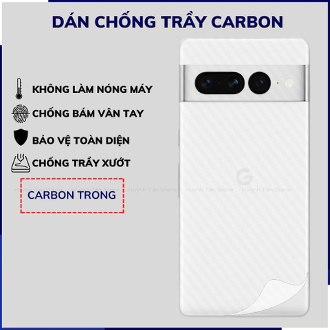 Miếng dán pixel 7 pro carbon trong và đen chống trầy xướt chống bám vân tay phụ kiện huỳnh tân store