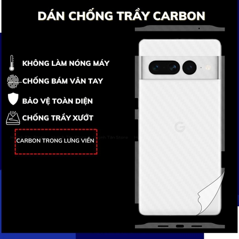 Miếng dán pixel 7 pro carbon trong và đen chống trầy xướt chống bám vân tay phụ kiện huỳnh tân store