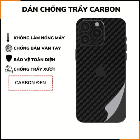 Miếng dán iphone 15 pro max carbon trong và đen chống trầy xướt chống bám vân tay phụ kiện điện thoại huỳnh tân store