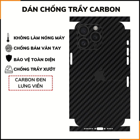Miếng dán iphone 15 pro max carbon trong và đen chống trầy xướt chống bám vân tay phụ kiện điện thoại huỳnh tân store