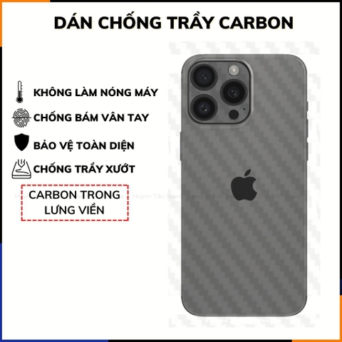 Miếng dán iphone 15 pro max carbon trong và đen chống trầy xướt chống bám vân tay phụ kiện điện thoại huỳnh tân store
