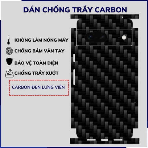 Miếng dán Pixel 7 carbon trong và đen chống trầy xướt chống bám vân tay phụ kiện huỳnh tân store