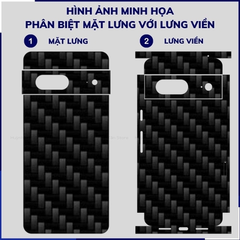 Miếng dán Pixel 7 carbon trong và đen chống trầy xướt chống bám vân tay phụ kiện huỳnh tân store