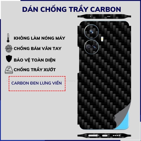 Miếng dán realme 10 pro plus carbon trong và đen chống trầy xướt chống bám vân tay phụ kiện huỳnh tân store