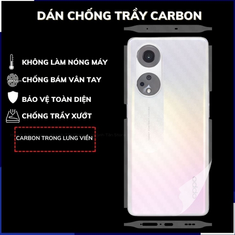 miếng dán oppo reno8 t carbon trong hoặc đen chống trầy xướt chống bám vân tay phụ kiện huỳnh tân store