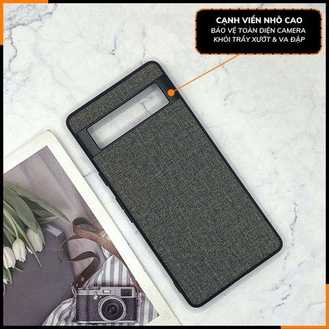 Ốp lưng google pixel 7a chống vân tay nhựa cứng viền đen giả vải JEAN 1 màu phụ kiện điện thoại huỳnh tân store