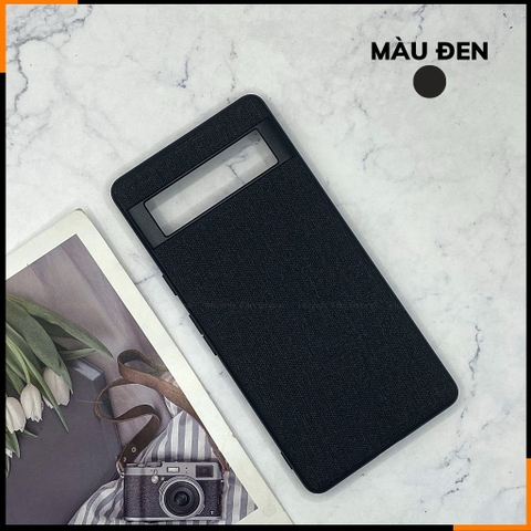 Ốp lưng google pixel 7a chống vân tay nhựa cứng viền đen giả vải JEAN 1 màu phụ kiện điện thoại huỳnh tân store