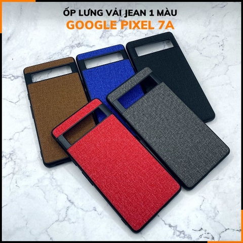 Ốp lưng google pixel 7a chống vân tay nhựa cứng viền đen giả vải JEAN 1 màu phụ kiện điện thoại huỳnh tân store