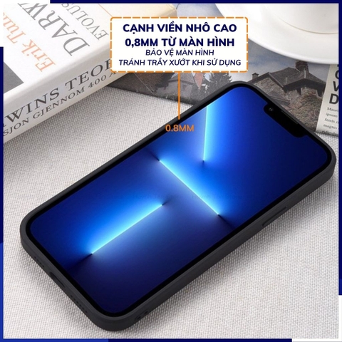 Ốp lưng iphone 14 chống vân tay nhựa cứng viền đen vải jean 1 màu phụ kiện điện thoại huỳnh tân store