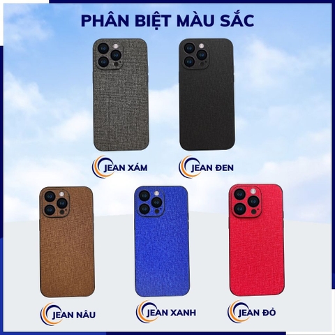 Ốp lưng iphone 14 pro chống vân tay nhựa cứng viền đen vải jean 1 màu phụ kiện điện thoại huỳnh tân store