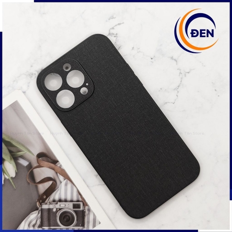Ốp lưng iphone 14 pro chống vân tay nhựa cứng viền đen vải jean 1 màu phụ kiện điện thoại huỳnh tân store