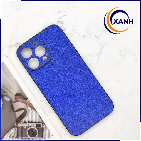Ốp lưng iphone 14 pro chống vân tay nhựa cứng viền đen vải jean 1 màu phụ kiện điện thoại huỳnh tân store