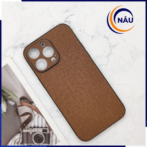 Ốp lưng iphone 14 pro chống vân tay nhựa cứng viền đen vải jean 1 màu phụ kiện điện thoại huỳnh tân store