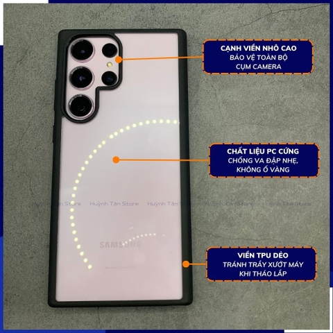 Ốp lưng samsung s23 ultra chống sốc clear color ver 1 trong suốt không ố vàng bảo vệ camera phụ kiện điện thoại huỳnh tân store