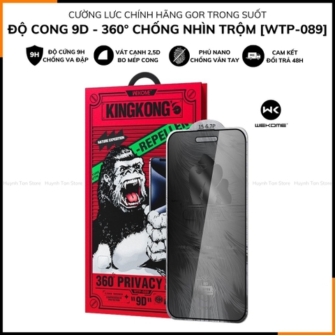 Cường lực Wekome Kingkong Space chống nhìn trộm 360 iphone 16 Pro Max ip 15 14 13 12 pro vát cong 9D  [WTP-089]