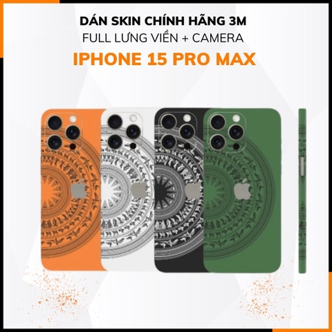 Dán skin điện thoại Iphone 15 Pro, Iphone 15 Pro Max full body và camera nhập khẩu chính hãng USA phụ kiện điện thoại huỳnh tân store - Trống đồng nửa  - Warp Skin Collection
