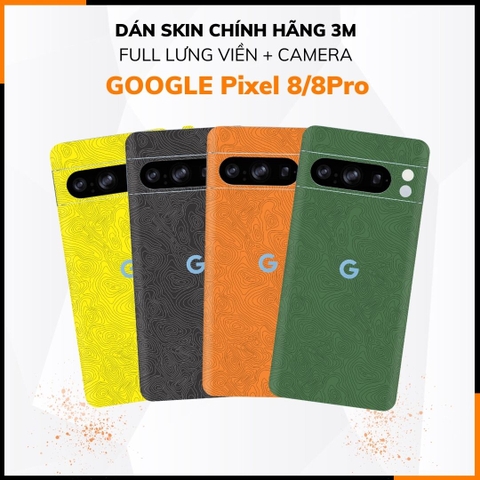 Dán skin điện thoại Pixel 8, Pixel 8 Pro full body và camera nhập khẩu chính hãng USA phụ kiện điện thoại huỳnh tân store - MAP GREEN - Warp Skin Collection