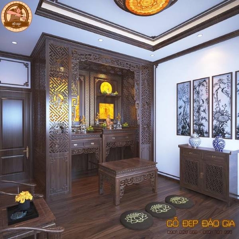 Mẫu Phòng Thờ Phật Và Gia Tiên Đại BT 3335