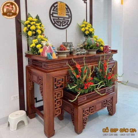 Bàn Thờ Gia Tiên Thần Linh Kích Thước 197 Mẫu BT 8166