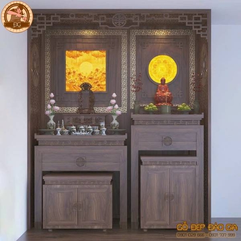 Mẫu Bàn Thờ Phật Và Gia Tiên BT35