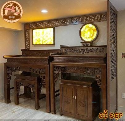 Mẫu Bàn Thờ Gia Tiên Kết Hợp Bàn Thờ Phật Cao Cấp