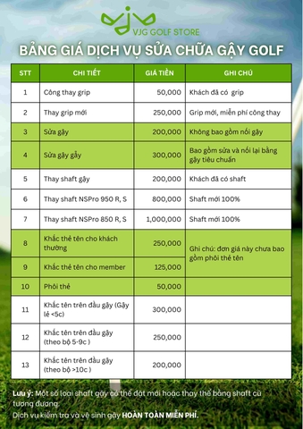 DỊCH VỤ SỬA GẬY CHUYÊN NGHIỆP VÀ TẬN TÌNH TẠI VJG GOLF STORE
