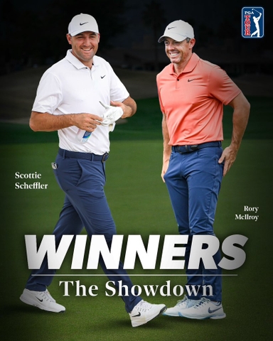The Match: Scottie Scheffler/Rory McIlroy thắng áp đảo Brooks Koepka/Bryson DeChambeau