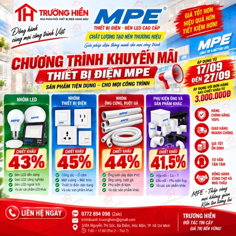 Khuyến Mãi Thiết Bị Điện MPE – Chiết Khấu Đến 45% Tại Trương Hiền