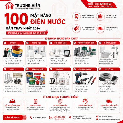 100 MẶT HÀNG ĐIỆN NƯỚC BÁN CHẠY NHẤT NĂM 2026 – DANH MỤC NHẬP HÀNG CHO CỬA HÀNG MỚI