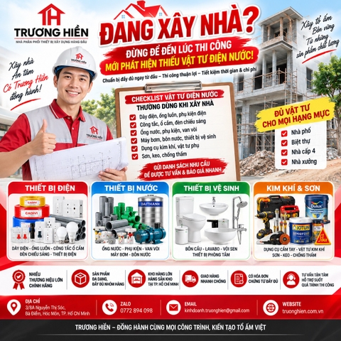 Xây Nhà Cần Mua Những Vật Tư Điện Nước Gì? Checklist Đầy Đủ Trước Khi Thi Công