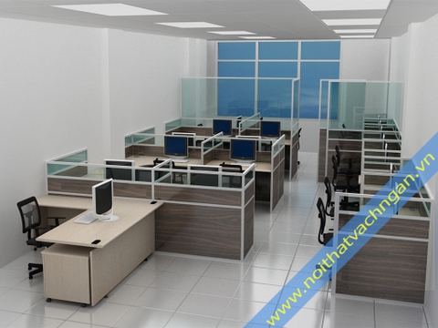 Vách ngăn bàn làm việc gỗ-gỗ-kính VNB03GGK