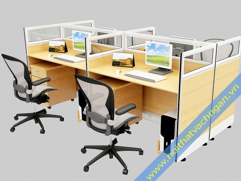 Vách ngăn bàn làm việc gỗ-kính VNB01GK