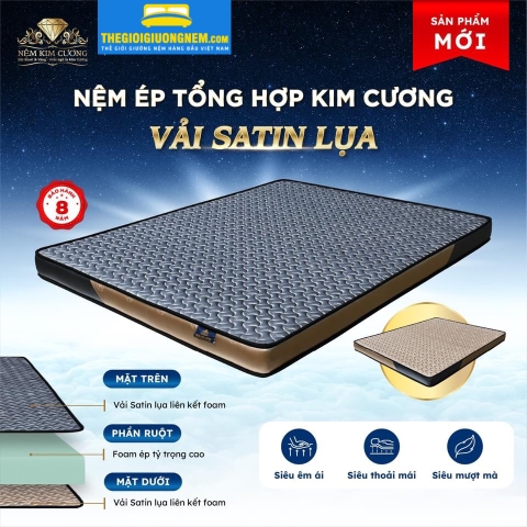 Nệm Cao Su Ép Tổng Hợp Kim Cương Vải Satin Lụa - Mua Online Giảm Giá Khủng