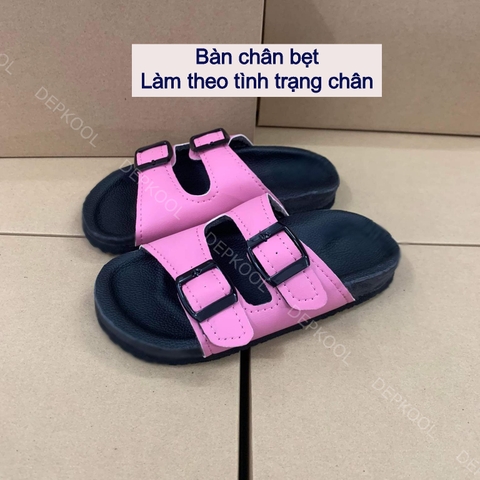 Dép 2 khóa BÀN CHÂN BẸT- Làm theo tình trạng chân - màu hồng