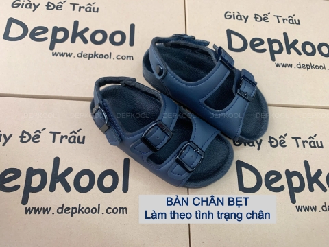 Giày 2 khóa BÀN CHÂN BẸT - Làm theo tình trạng chân - Navy đậm