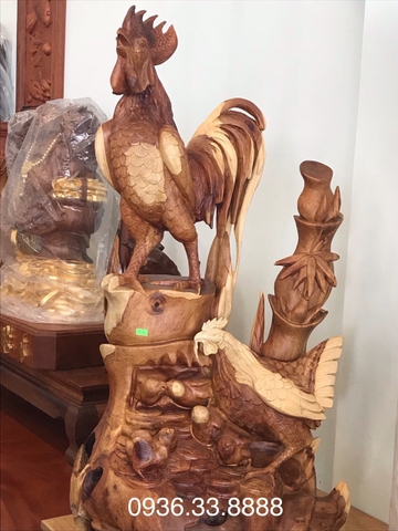 Đàn gà phong thủy gỗ hương