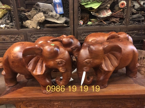 Tượng voi phong thủy gỗ hương Gia lai