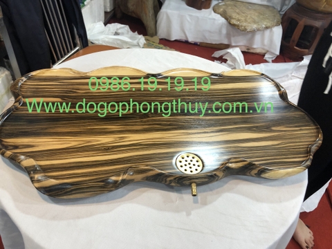 Khay trà gỗ mun sọc