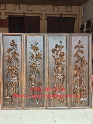 Tranh tứ bình gỗ mun