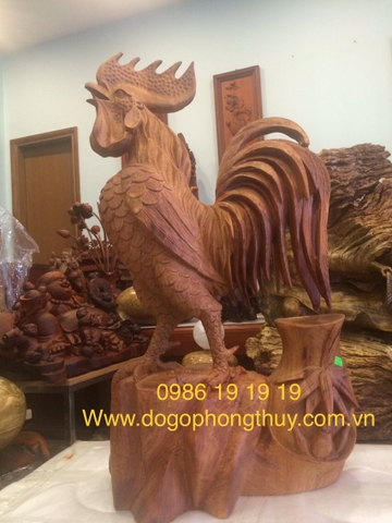 Tượng Gà Trống Gỗ Hương Gia lai
