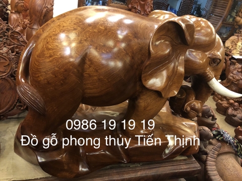 Tượng Voi Phong Thuỷ Gỗ Nu Hương