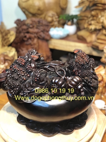 Bình tài Lộc Tam cóc gỗ trắc đăklak