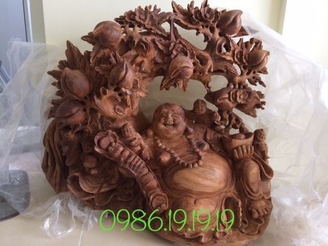 Tượng di lặc gỗ ngọc am Hà Giang, Cao 70cm rộng 80cm sâu 40cm nặng 39kg