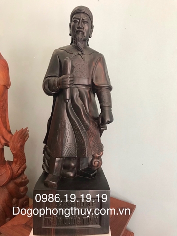 Tượng Trân Hưng Đạo Gỗ Mun, Cao 80cm Rộng 30cm Sâu 23cm